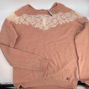 NWOT Pepe Jeans Italy Beige Angora Wool Lace Sweater Medium
